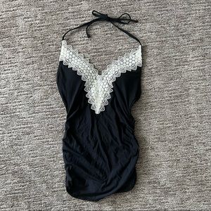 Women’s Lace Trimmed V Neck Maternity Tankini Top